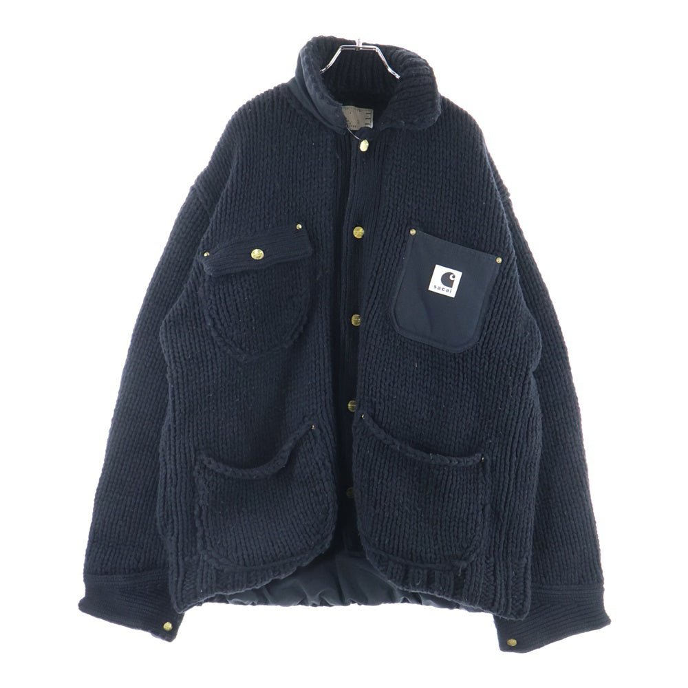 Sacai(サカイ) 23AW ×Carhartt WIP Knit Jacket Michigan カーハート ニット ミシガン ジャケット ブラック 23-03111M