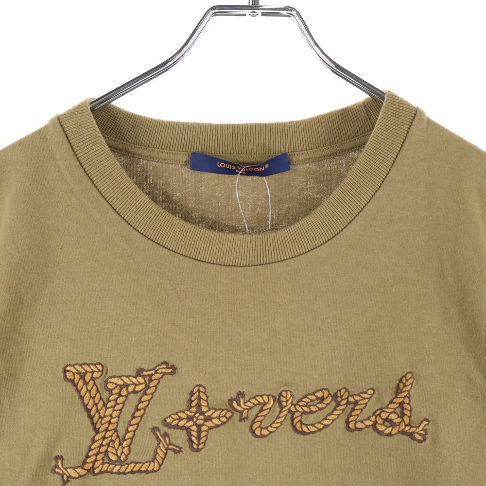 LOUIS VUITTON(ルイヴィトン) 24AW エンブロイダード シグネチャー コットン クルーネック 半袖Tシャツ カットソー ブラウン RM242M NPL HRY89W