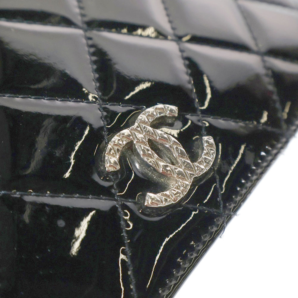 CHANEL(シャネル) マトラッセ ココマーク パテントレザー ロングウォレット ブラック