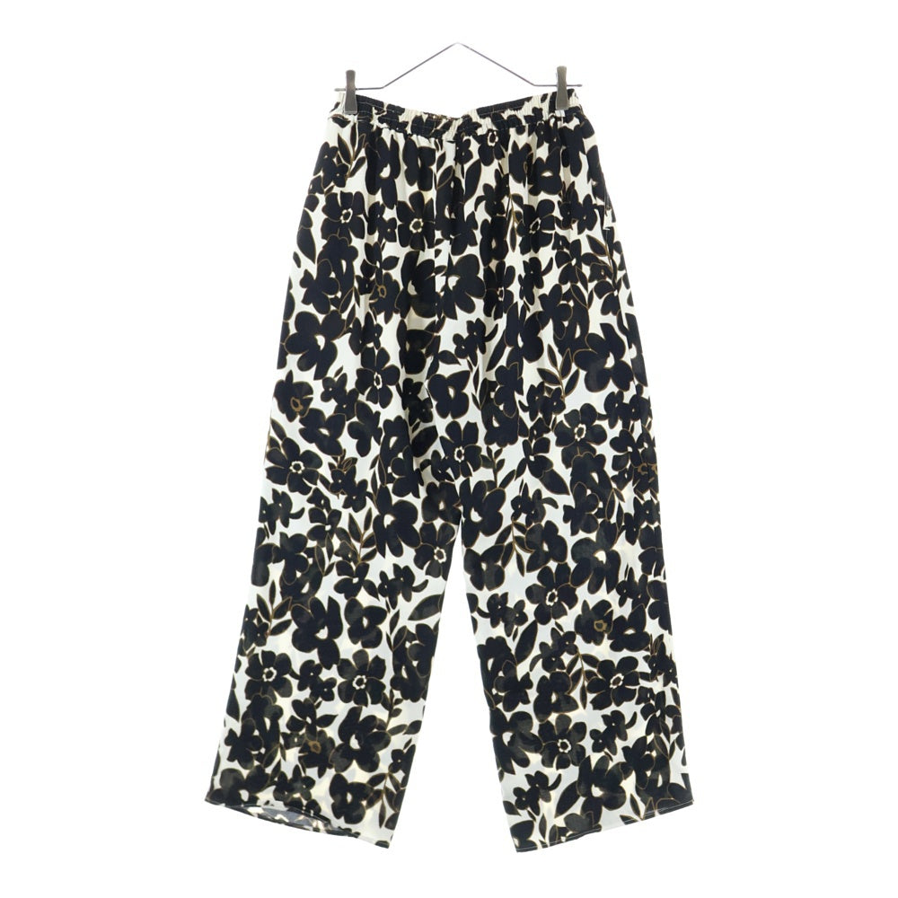 niko and(ニコアンド) 花柄 イージーワイドパンツ レディース ブラック/ホワイト NKN43547RM
