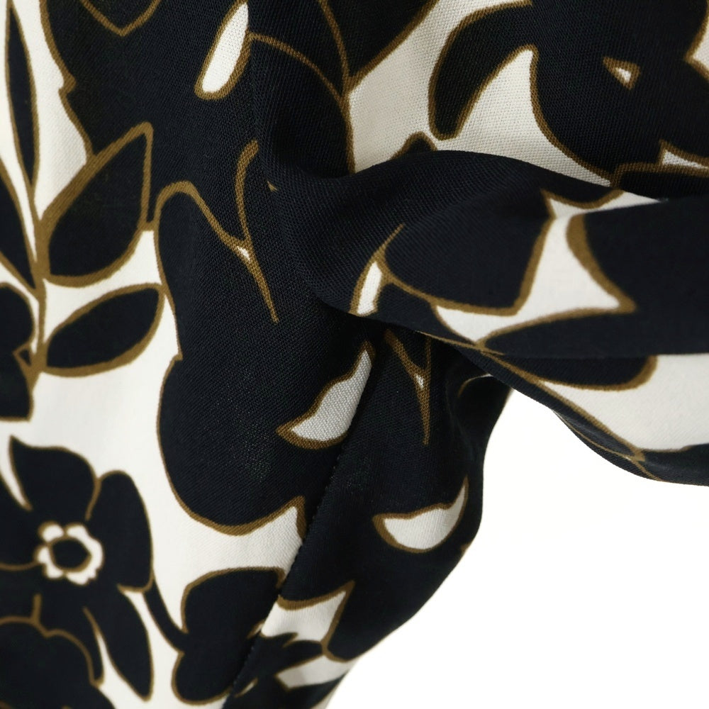 niko and(ニコアンド) 花柄 イージーワイドパンツ レディース ブラック/ホワイト NKN43547RM