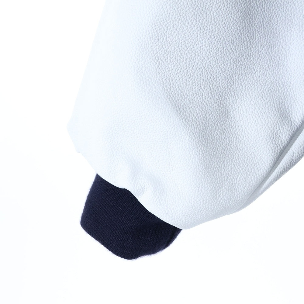 GAME SPORTWEAR(ゲームスポーツウェア) カウレザー切り替え ウールスタジャン ネイビー/ホワイト