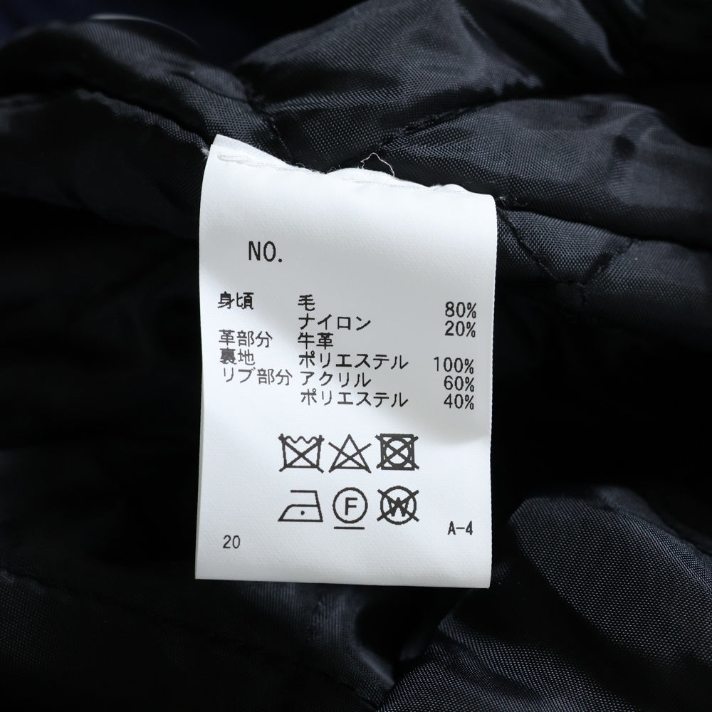 GAME SPORTWEAR(ゲームスポーツウェア) カウレザー切り替え ウールスタジャン ネイビー/ホワイト