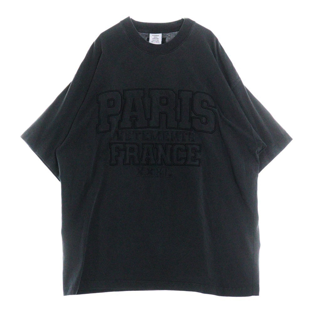 VETEMENTS(ヴェトモン) XXXL PARIS LOGO T-SHIRT フロントパリスロゴ オーバーサイズ クルーネック 半袖Tシャツ カットソー ブラック UE64TR370B