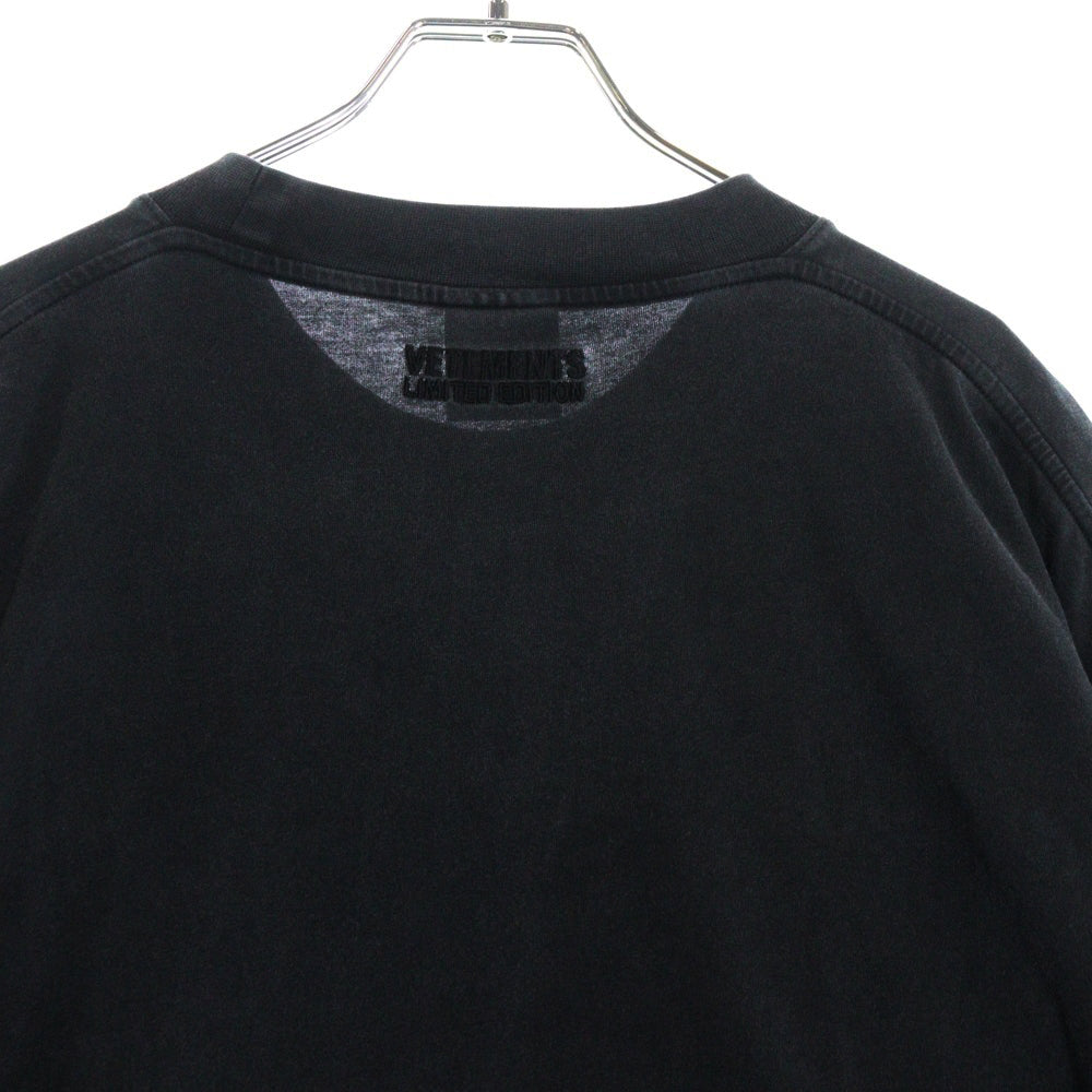 VETEMENTS(ヴェトモン) XXXL PARIS LOGO T-SHIRT フロントパリスロゴ オーバーサイズ クルーネック 半袖Tシャツ カットソー ブラック UE64TR370B