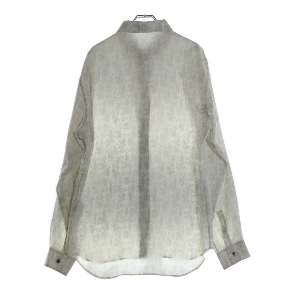 DIOR(ディオール) 21SS オブリーク総柄 シルク 比翼 長袖シャツ ホワイト 013C502A5141