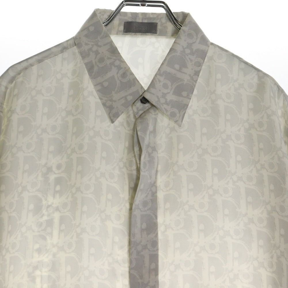 DIOR(ディオール) 21SS オブリーク総柄 シルク 比翼 長袖シャツ ホワイト 013C502A5141