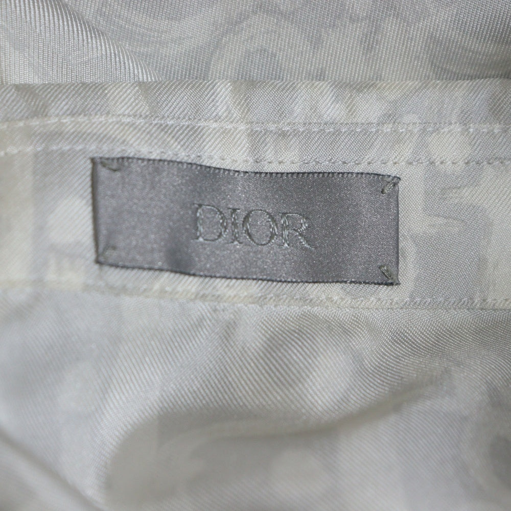 DIOR(ディオール) 21SS オブリーク総柄 シルク 比翼 長袖シャツ ホワイト 013C502A5141