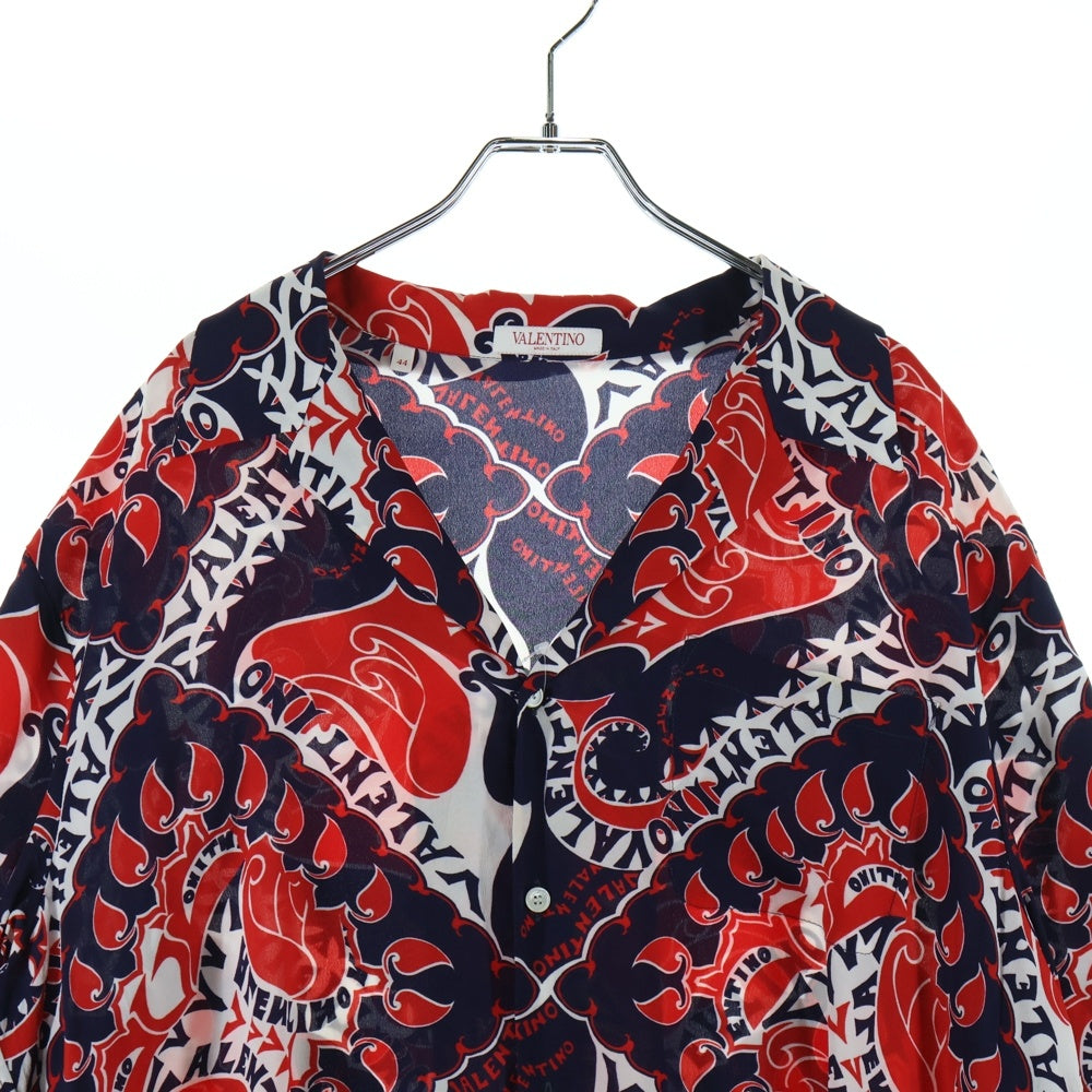 VALENTINO(ヴァレンティノ) ARCHIVE MANIFESTO BANDANA PRINT SILK SHIRT アーカイブ マニフェスト バンダナプリント シルク半袖シャツ レッド/ネイビー/ホワイト 1V3AAA908KW