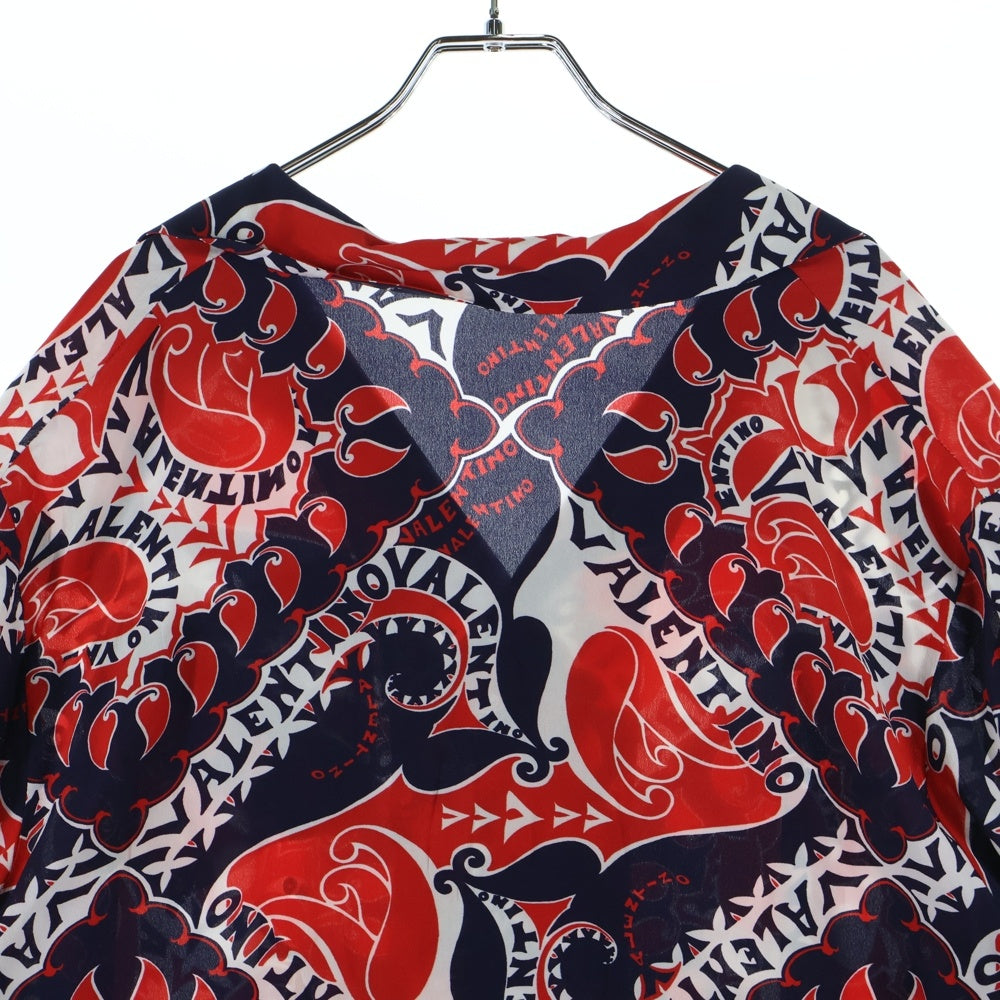 VALENTINO(ヴァレンティノ) ARCHIVE MANIFESTO BANDANA PRINT SILK SHIRT アーカイブ マニフェスト バンダナプリント シルク半袖シャツ レッド/ネイビー/ホワイト 1V3AAA908KW