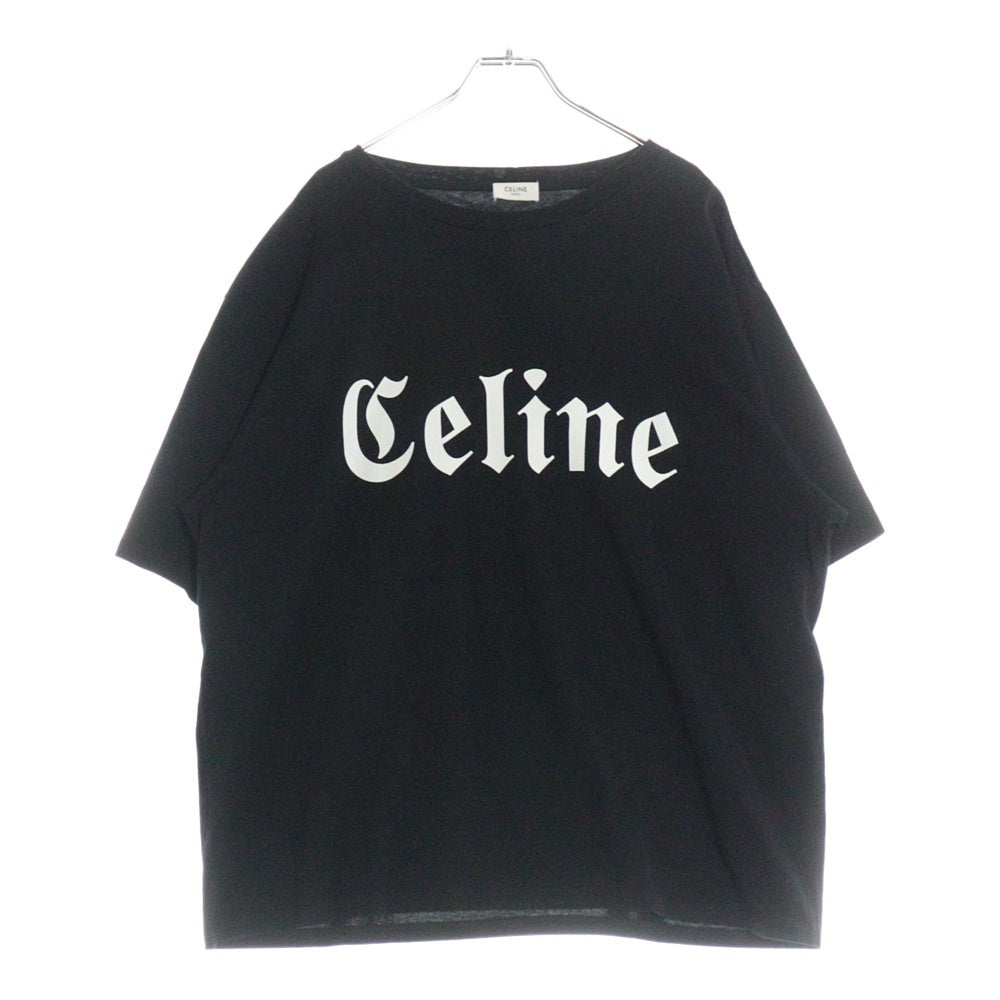 CELINE(セリーヌ) 22SS ゴシックロゴプリント クルーネック 半袖Tシャツ カットソー ブラック 2X37A671Q