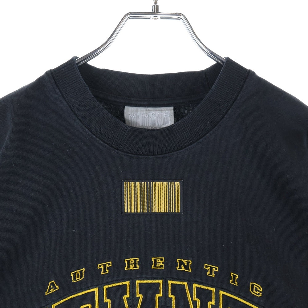 VTMNTS(ブイティーエムエヌティーエス) 22SS COLLEGE T-SHIRT カレッジロゴ クルーネック 半袖Tシャツ カットソー ブラック VL12TR180B