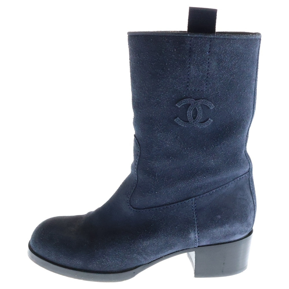 CHANEL(シャネル) SUEDE BOOTS CHANEL BLUE ココマーク スエード ショートブーツ レディース ネイビー G33419