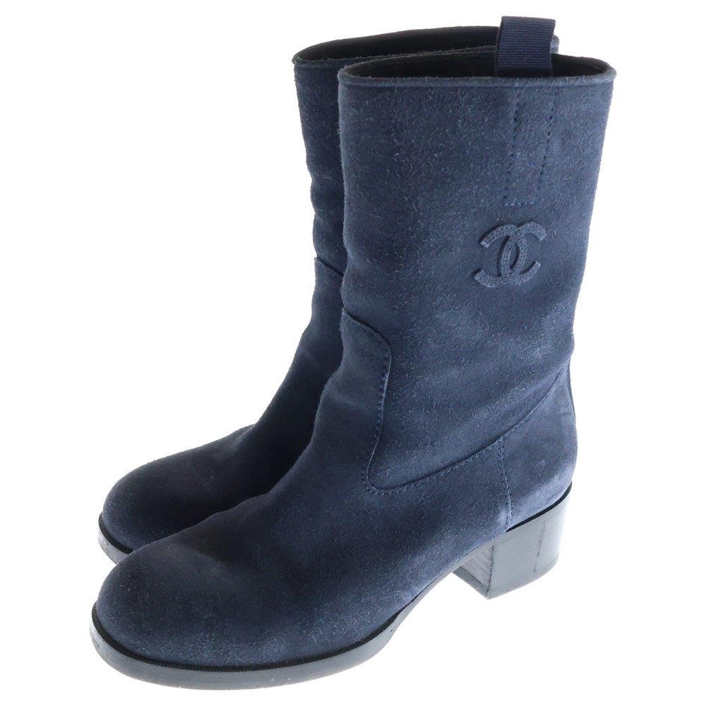 CHANEL(シャネル) SUEDE BOOTS CHANEL BLUE ココマーク スエード ショートブーツ レディース ネイビー G33419