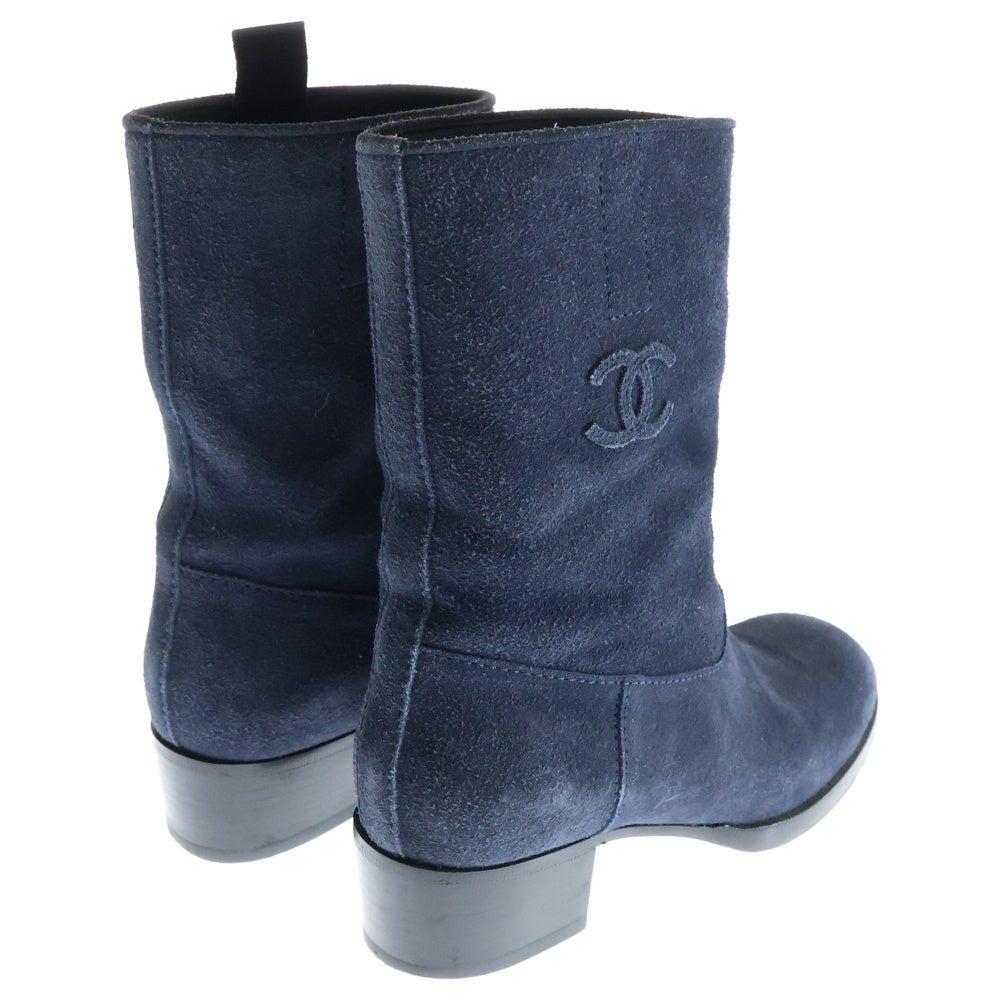 CHANEL(シャネル) SUEDE BOOTS CHANEL BLUE ココマーク スエード ショートブーツ レディース ネイビー G33419