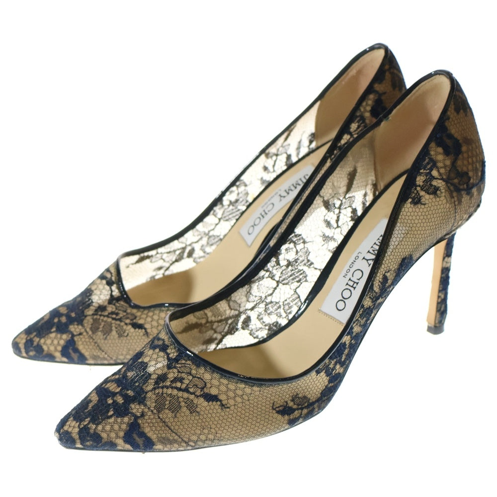 JIMMY CHOO(ジミーチュウ) ROMY60 ロミー シースルー ハイヒール パンプス レディース ネイビー/ベージュ