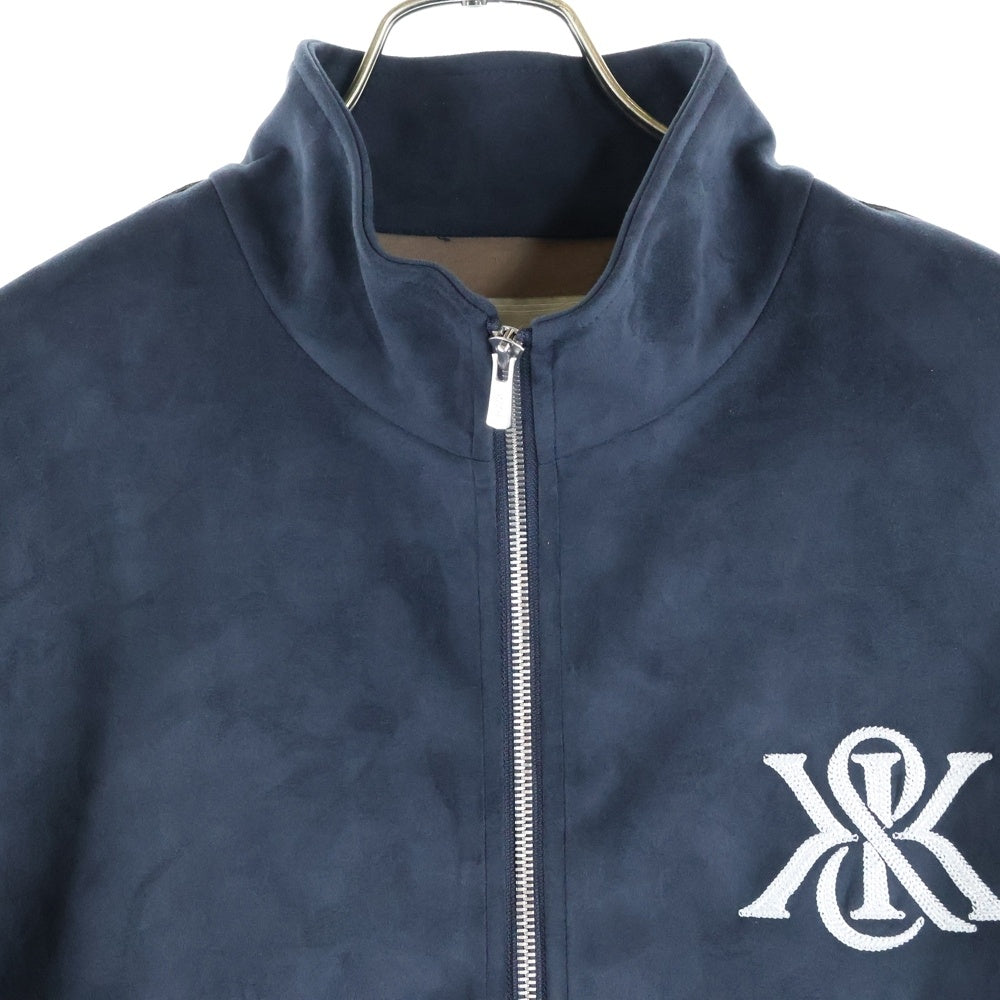 KITH(キス) 24AW BONDED MICROSUEDE ALI TRACK JACKET ロゴ刺繍 ボンデッド マイクロスエード トラックジャケット ダークグレー KHM010664