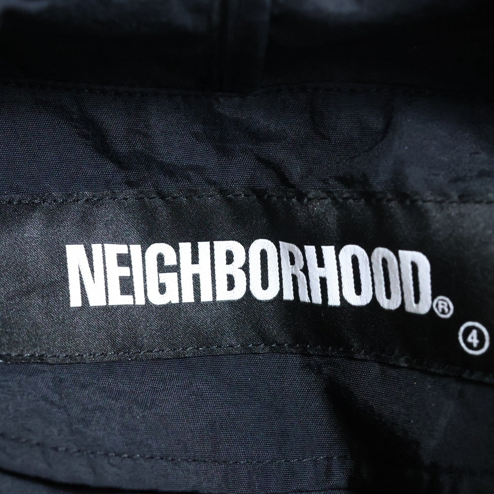 NEIGHBORHOOD(ネイバーフッド) 21SS ANORAK N-JKT ロゴプリント ハーフジップナイロンアノラックパーカー フーディー ブラック 211TSNH-JKM02