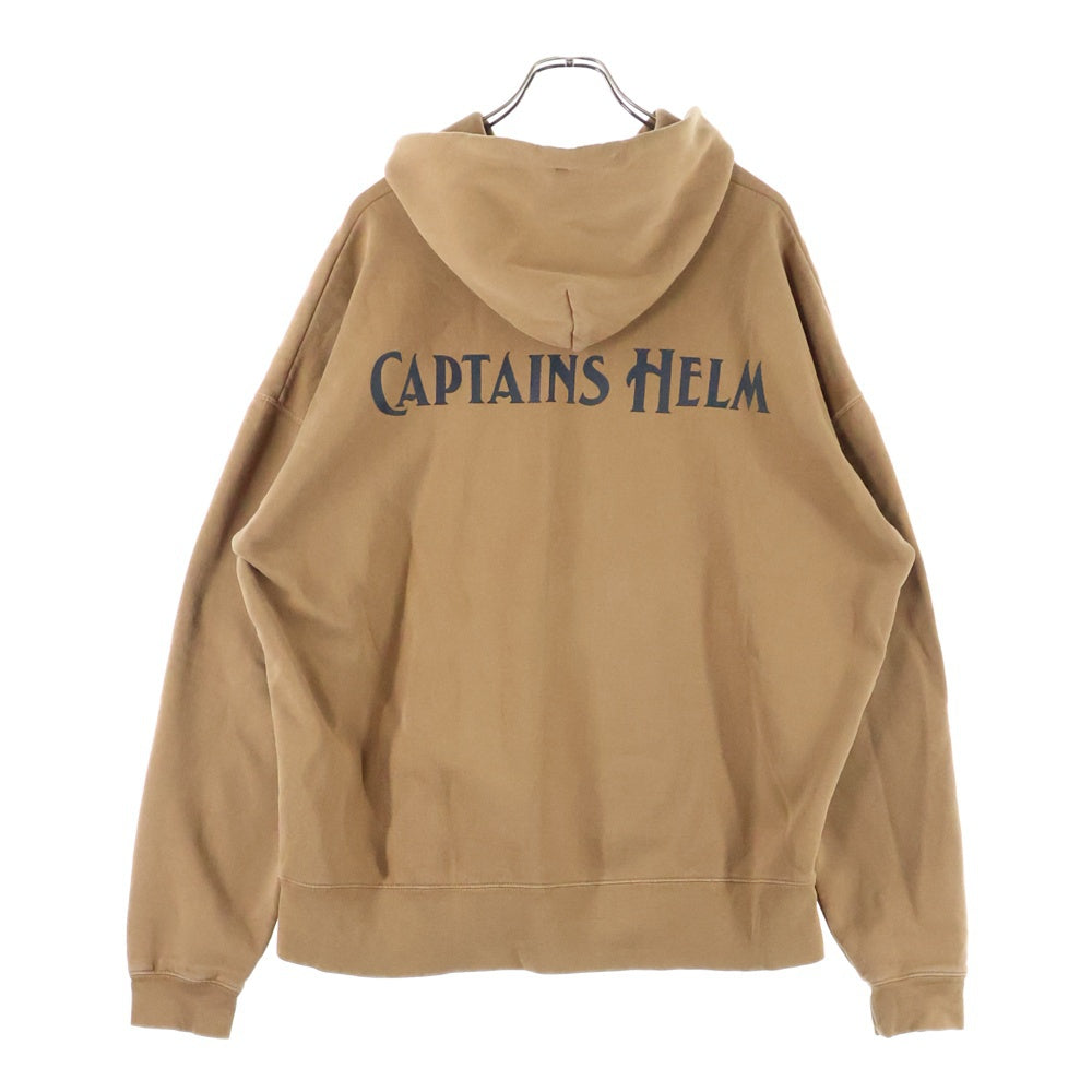 CAPTAINS HELM(キャプテンズ ヘルム) 両面ロゴプリント スウェットプルオーバーパーカー フーディー ブラウン FSCH19AW02