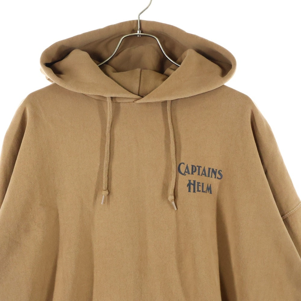CAPTAINS HELM(キャプテンズ ヘルム) 両面ロゴプリント スウェットプルオーバーパーカー フーディー ブラウン FSCH19AW02