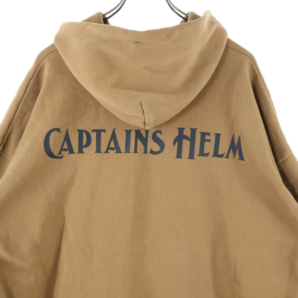 CAPTAINS HELM(キャプテンズ ヘルム) 両面ロゴプリント スウェットプルオーバーパーカー フーディー ブラウン FSCH19AW02