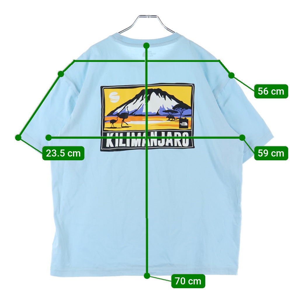 THE NORTH FACE(ザノースフェイス) バックグラフィックプリント ロゴ クルーネック 半袖Tシャツ カットソー ブルー NT7UM13L