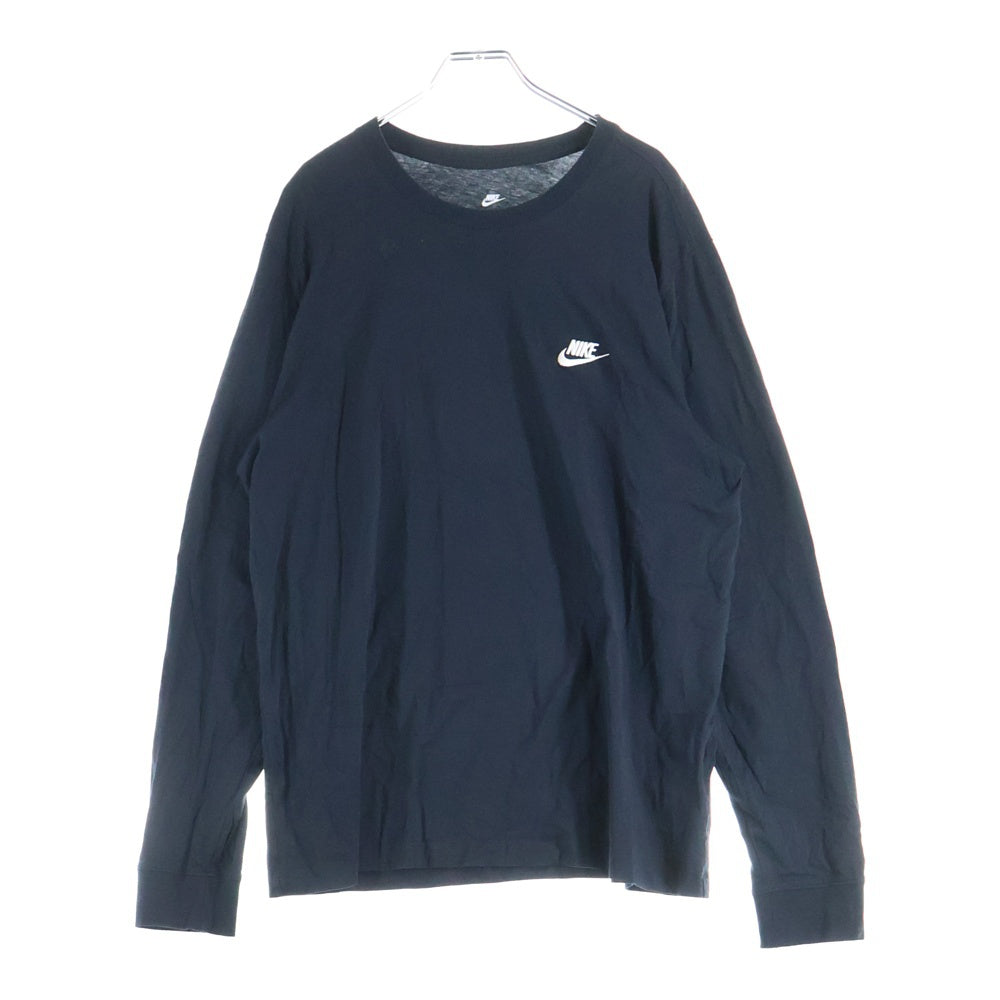NIKE(ナイキ) ロゴ刺繍 コットン クルーネック 長袖Tシャツ カットソー ブラック AR5194-010