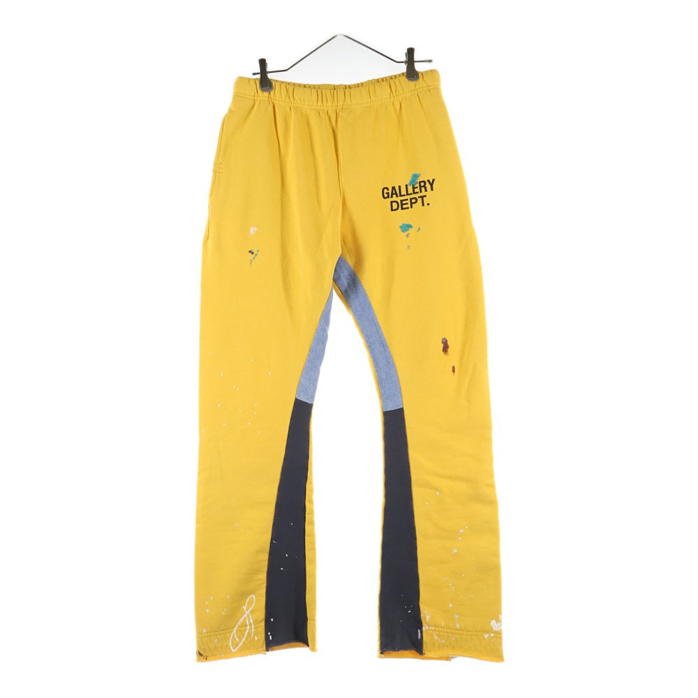 GALLERY DEPT.(ギャラリーデプト) GD LOGO PAINTED FLARE SWEAT PANTS ロゴプリント ペイント加工 フレアスウェットパンツ イエロー