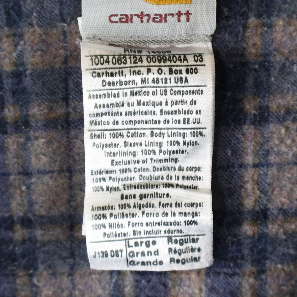 CARHARTT(カーハート) DENIM ACTIVE JACKET デニムアクティブジャケット 裏地ブランケット ジップアップフーデッドジャケット インディゴ J139 DST
