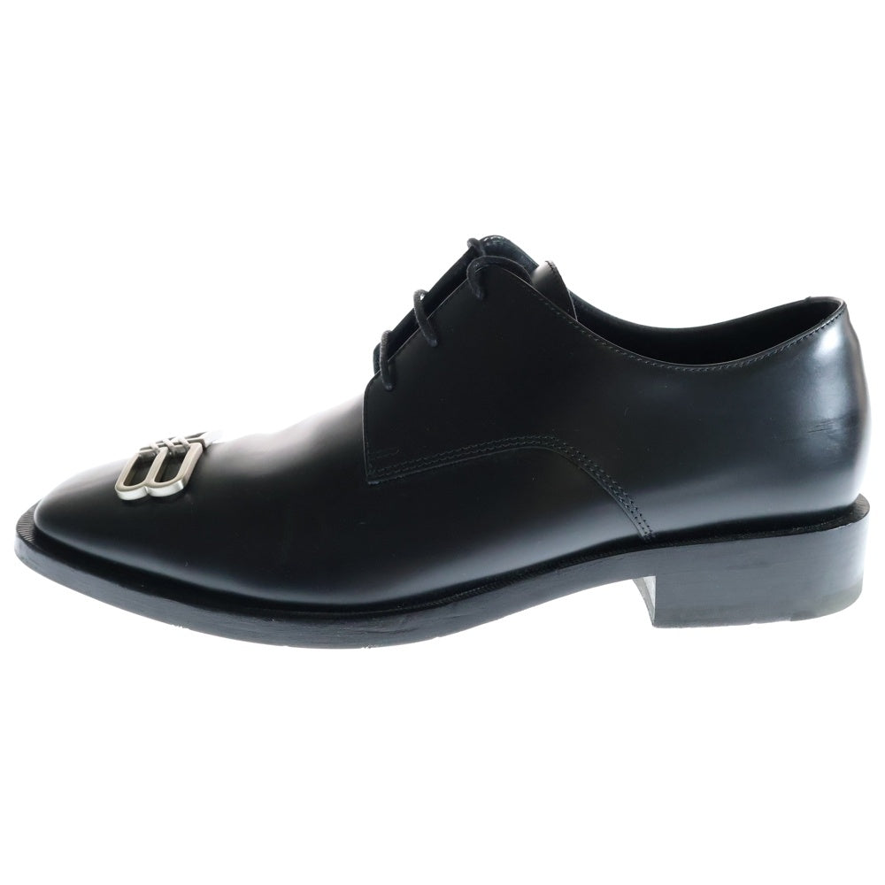BALENCIAGA(バレンシアガ) 23SS BB Icon Derby メタル BBアイコン スクエアトゥ カーフレザー ダービー ドレスシューズ ブラック 712642 WA8E1