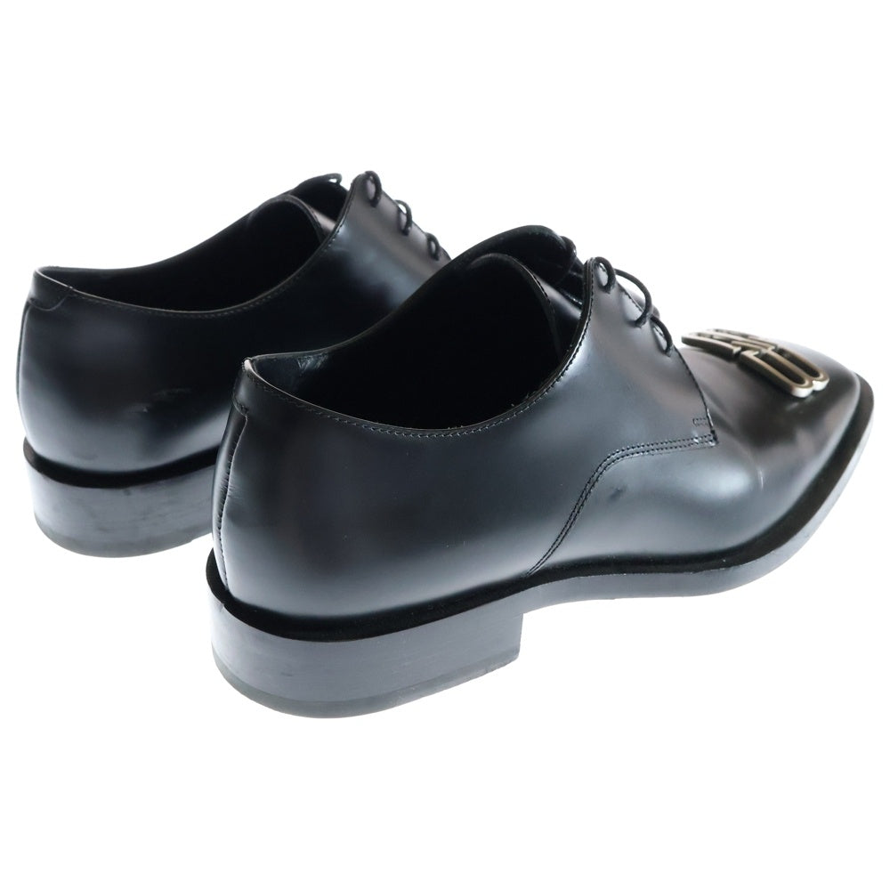BALENCIAGA(バレンシアガ) 23SS BB Icon Derby メタル BBアイコン スクエアトゥ カーフレザー ダービー ドレスシューズ ブラック 712642 WA8E1