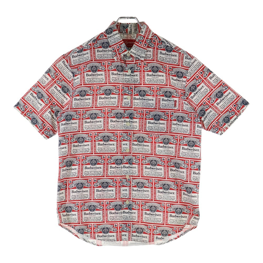 SUPREME(シュプリーム) 09SS Budweiser shirt バドワイザー 総柄 コットン レギュラーカラー 半袖シャツ ホワイト/レッド
