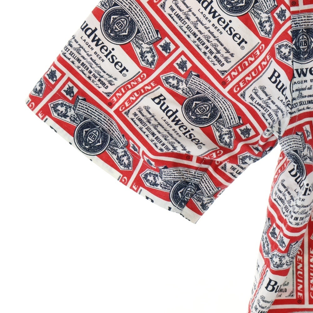 SUPREME(シュプリーム) 09SS Budweiser shirt バドワイザー 総柄 コットン レギュラーカラー 半袖シャツ ホワイト/レッド