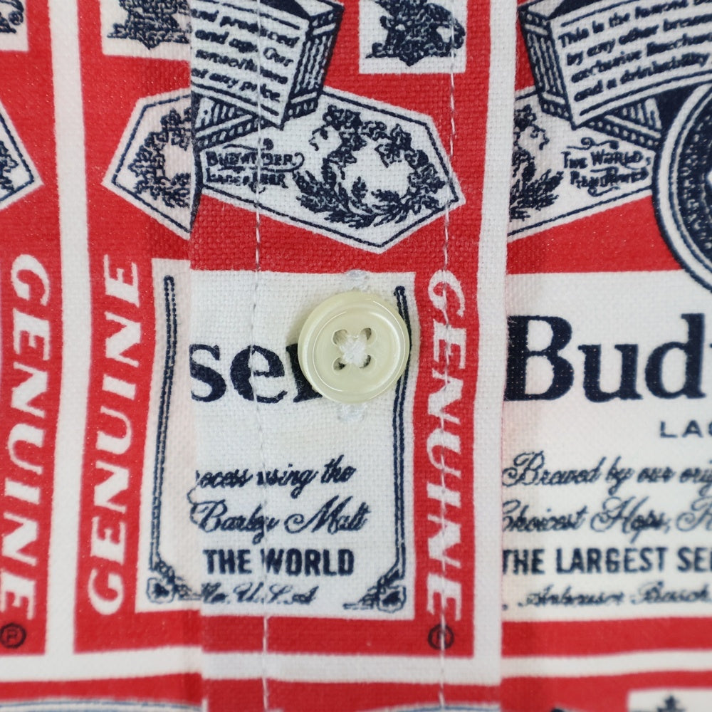 SUPREME(シュプリーム) 09SS Budweiser shirt バドワイザー 総柄 コットン レギュラーカラー 半袖シャツ ホワイト/レッド