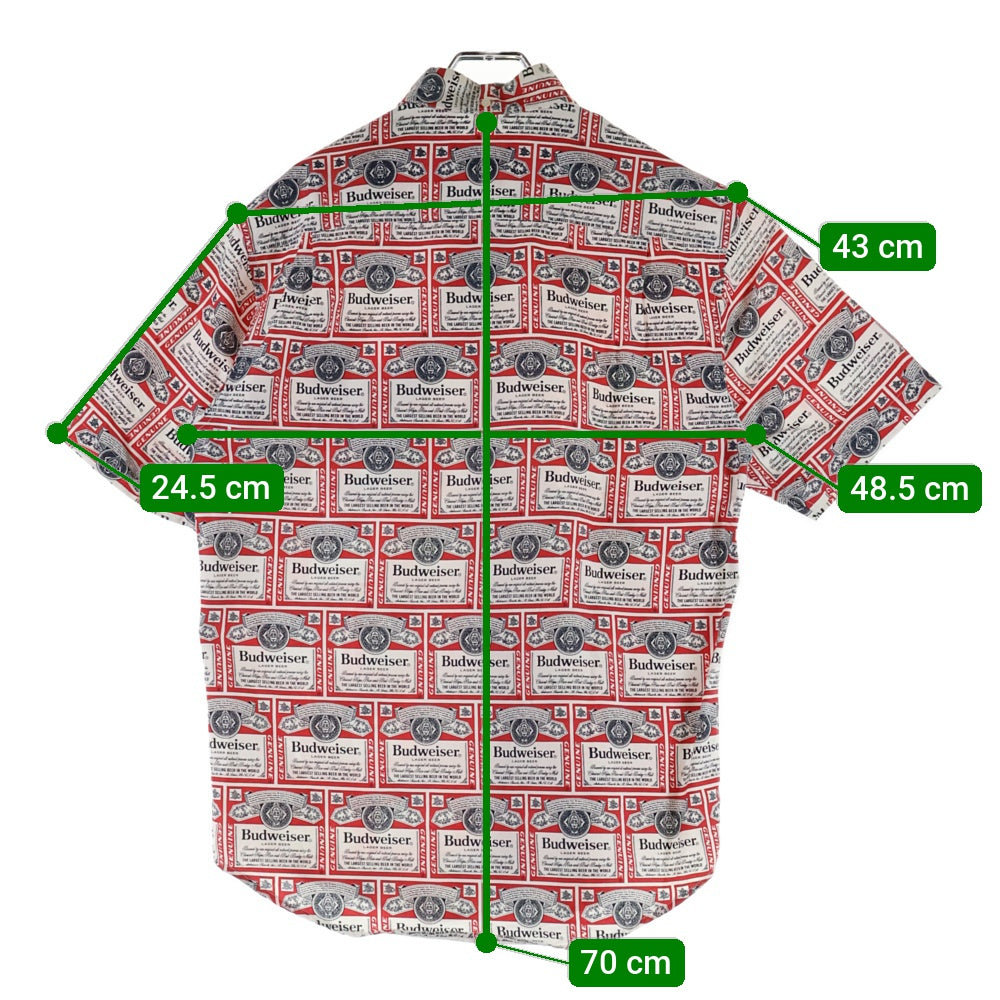 SUPREME(シュプリーム) 09SS Budweiser shirt バドワイザー 総柄 コットン レギュラーカラー 半袖シャツ ホワイト/レッド
