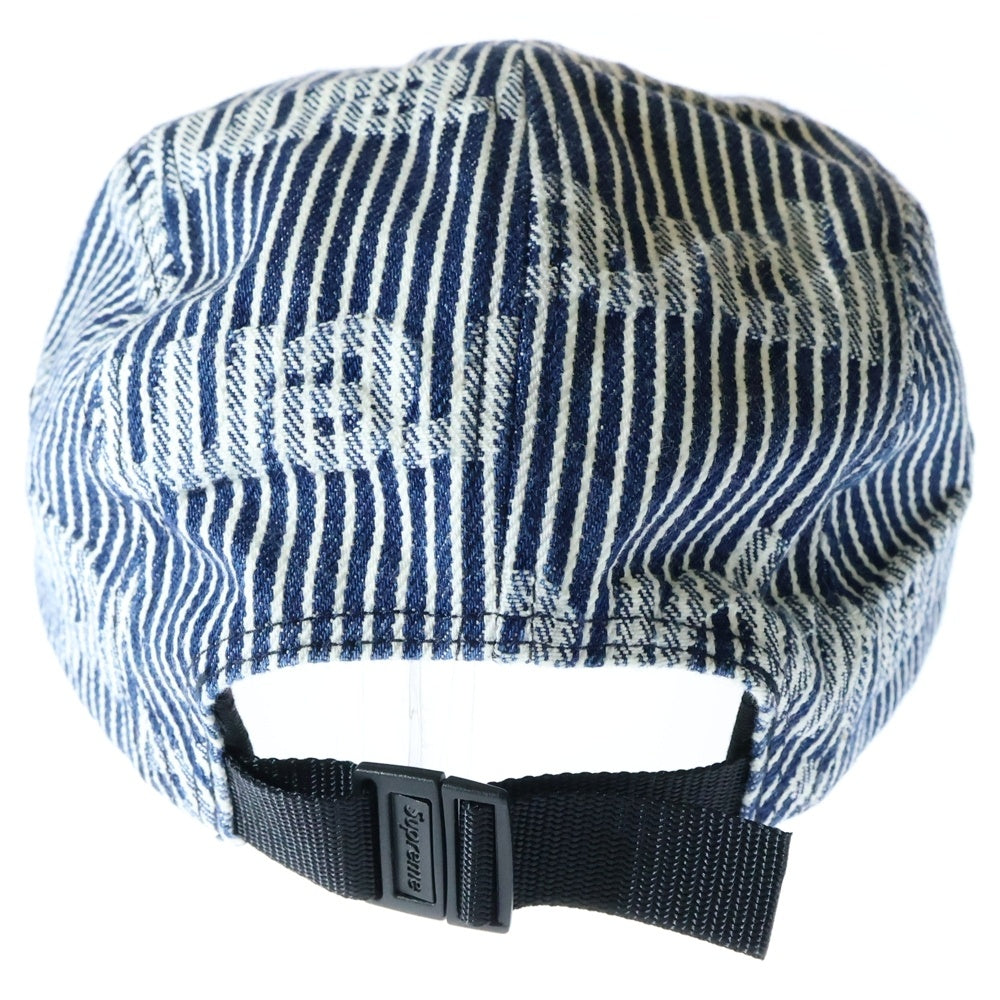 SUPREME(シュプリーム) 24SS Denim Camp Cap 総柄 ストライプ デニム ボックスロゴ キャンプキャップ インディゴ