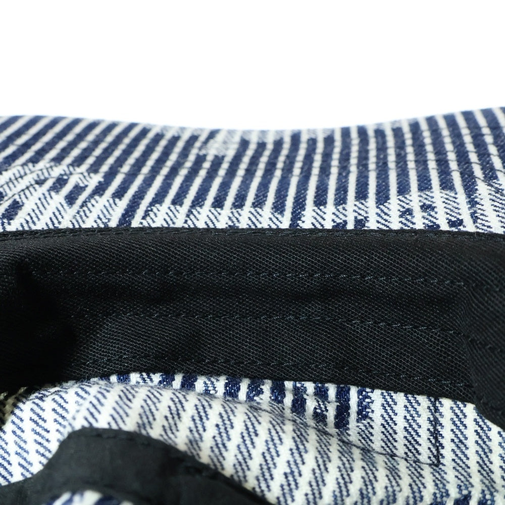 SUPREME(シュプリーム) 24SS Denim Camp Cap 総柄 ストライプ デニム ボックスロゴ キャンプキャップ インディゴ