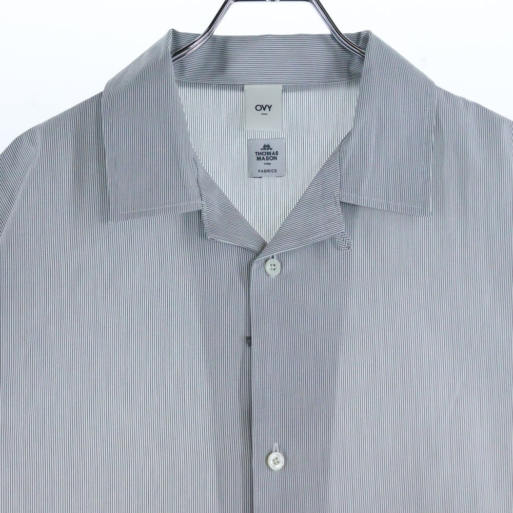 OVY(オヴィー) Stripe Open Collar Short Sleeve Shirt オヴィー ストライプオープンカラー 半袖シャツ グレー