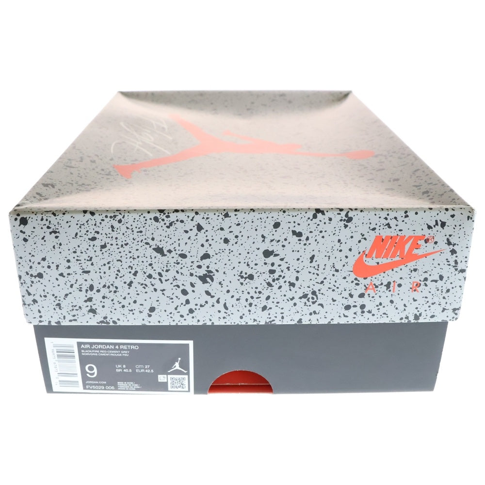 NIKE(ナイキ) AIR JORDAN 4 RETRO BRED REIMAGINED エアジョーダン レトロ ブレッドリイマジンド ハイカットスニーカー ブラック/レッド US9/27cm FV5029-006