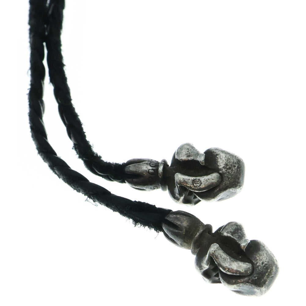 CHROME HEARTS(クロムハーツ) LIPS TONGUE CHARM リップアンドタンチャーム レザーブレイド ネックレス シルバー/ブラック