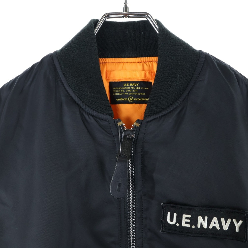 UNIFORM EXPERIMENT(ユニフォームエクスペリメント) ×ALPHA アルファ カラーチャートスリーブ マルチポケット MA-1 ボンバージャケット ブラック UE-101094