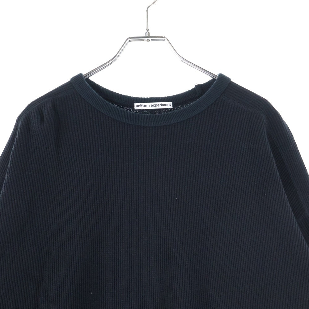 UNIFORM EXPERIMENT(ユニフォームエクスペリメント) THERMAL TOP サーマル ワッフル クルーネック カッソー 長袖Tシャツ ブラック UE-250045