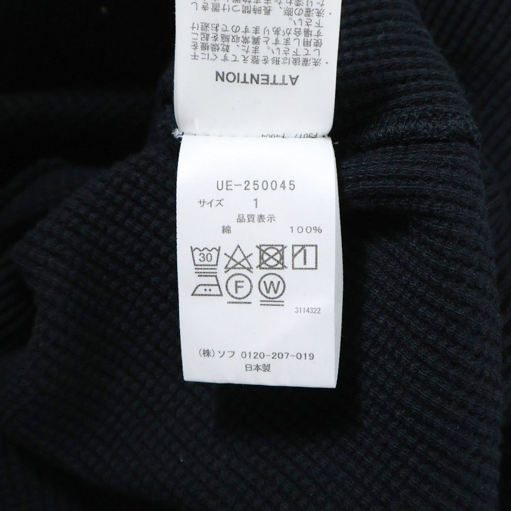 UNIFORM EXPERIMENT(ユニフォームエクスペリメント) THERMAL TOP サーマル ワッフル クルーネック カッソー 長袖Tシャツ ブラック UE-250045