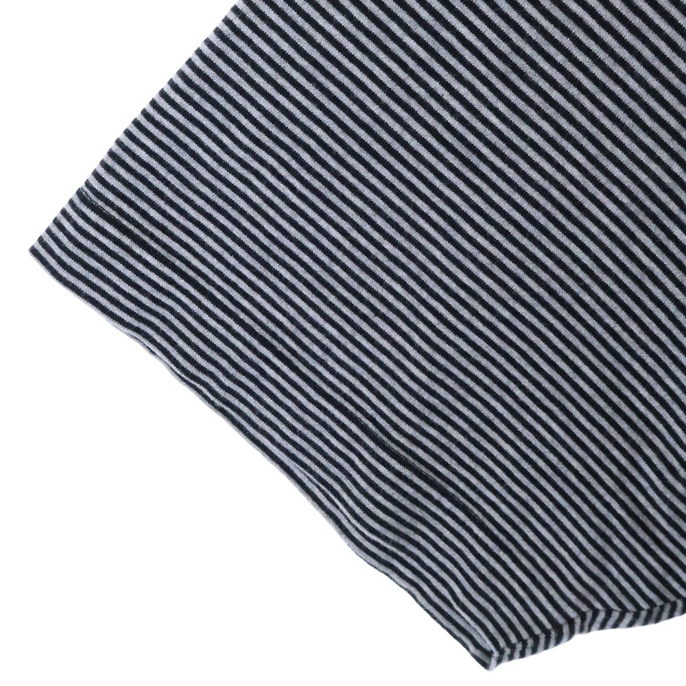 UNIFORM EXPERIMENT(ユニフォームエクスペリメント) 胸ロゴデザイン クルーネック カットソー ボーダー 半袖Tシャツ ブラック UE-210062