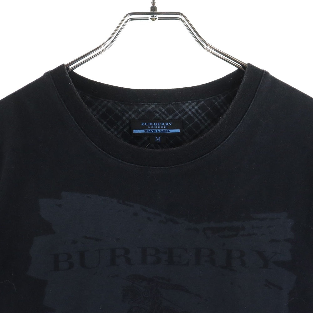 BURBERRY BLUE LABEL(バーバリーブルーレーベル) ロゴプリント クルーネック 半袖Tシャツ カットソー ブラック E3P50-205-09