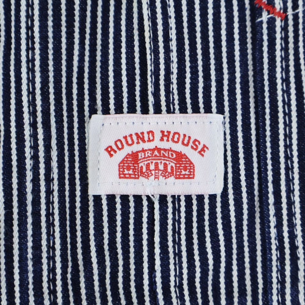 NO BRAND(ノーブランド) ROUND HOUSE ラウンドハウス USA製 ヒッコリーストライプ オーバーオール ネイビー/ホワイト