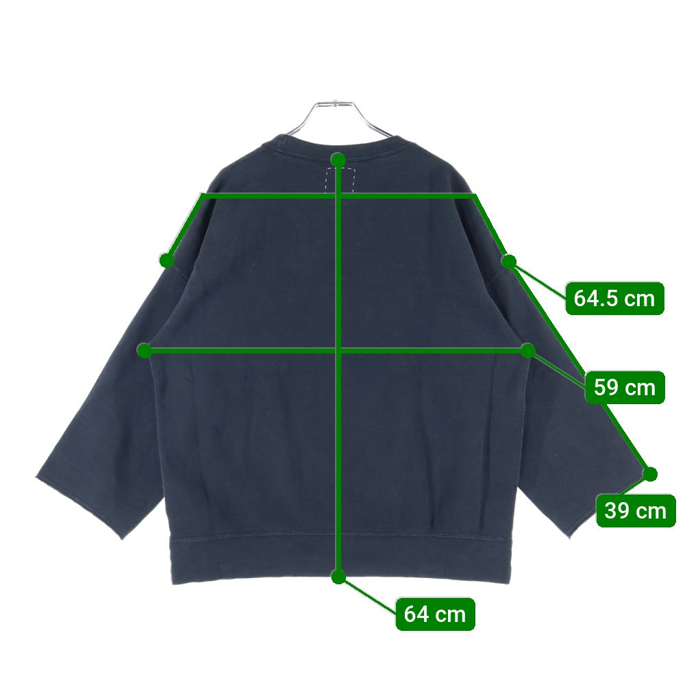 VISVIM(ヴィスヴィム) 25SS JUMBO SB SWEAT 3/4 ジャンボ クルーネック スウェット トレーナー グレー 0125105010021