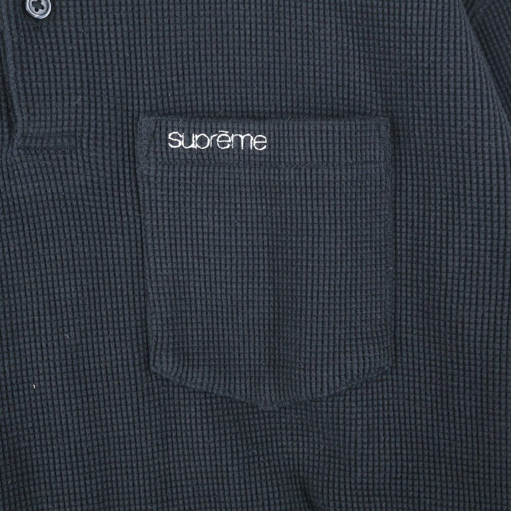 SUPREME(シュプリーム) 23AW Thermal L/S Polo クラシックロゴ サーマル 長袖ポロシャツ ブラック