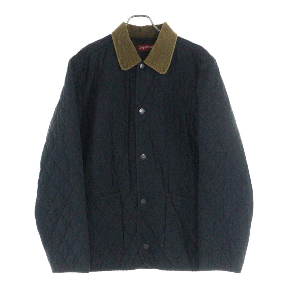 SUPREME(シュプリーム) 19AW Quilted Paisley Jacket キルティング バックロゴ刺繍 襟コーデュロイ コットンジャケット ブラック