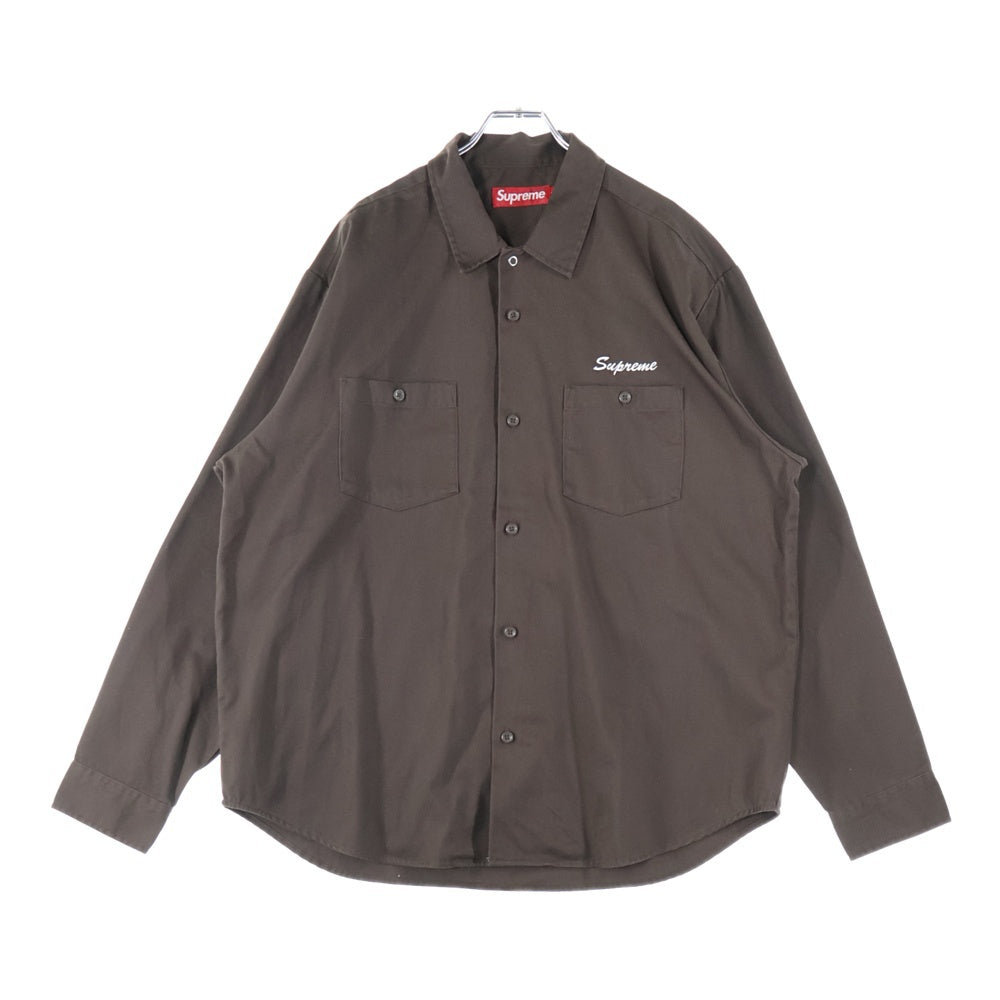 SUPREME(シュプリーム) 23AW American Psycho Work Shirt アメリカンサイコ コットンポリ 長袖ワークシャツ ブラウン